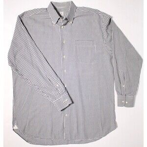 Peter Millar 100% Cotton Long Sleeve Button Down Shirt Gray Plaid Men Size L